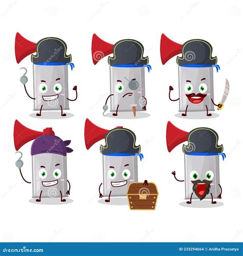 Cartoon Character Of Air Horn With Various Pirates Emoticons Stock