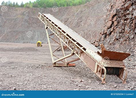 Conveyor Belt in an Open Pit Mine Stock Photo - Image of industrial ...