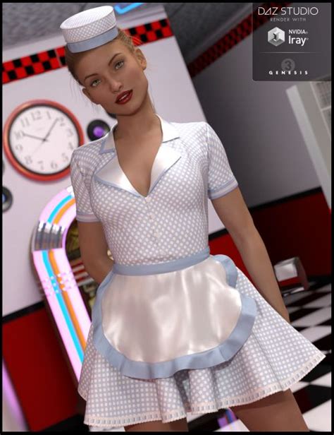 Rolling Diner Waitress Outfit For Genesis 3 Females 3d Models For