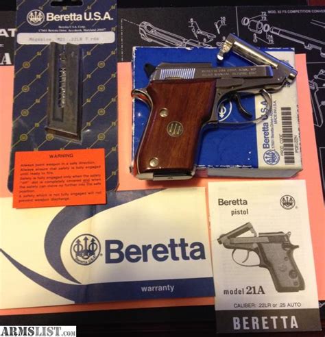 Armslist For Sale Beretta 21a Bobcat 22lr Nib Wood Grip Nickel Finish