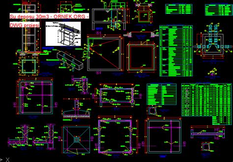 Proje Sitesi Su Deposu 30m3 Autocad Projesi