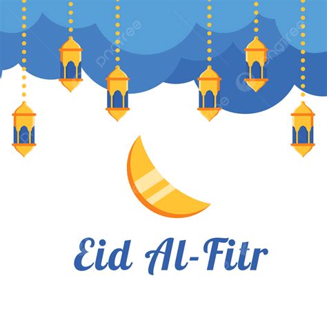 รูปeid Al Fitr ออกแบบด้วยคลาวด์เสี้ยวและ Png เสี้ยว เมฆ พื้นหลังภาพ