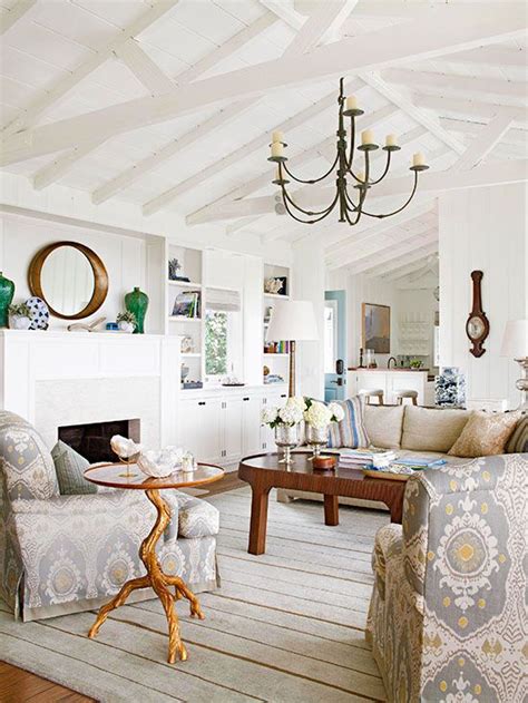 White Shiplap Ceiling With Wooden Beams | Shelly Lighting