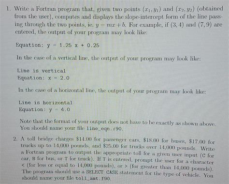 Solved Write A Fortran Prograin That Given Two Points Chegg