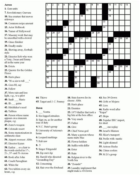 The Daily Commuter Crossword Puzzle Printable Pdf Free Printable Online