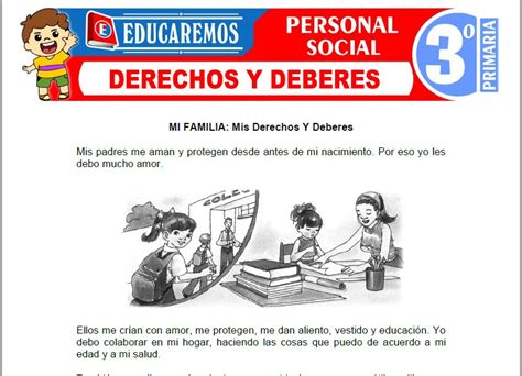 Derechos Y Deberes Para Tercero De Primaria Fichas GRATIS