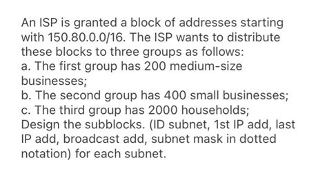 Solved An ISP Is Granted A Block Of Addresses Starting With Chegg