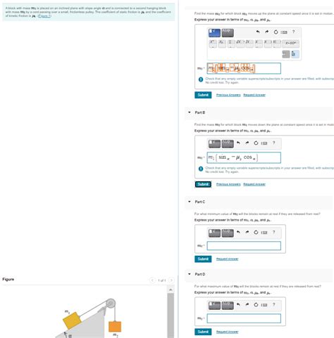 Solved A Block With Mass M1 Is Placed On An Inclined Plane Chegg