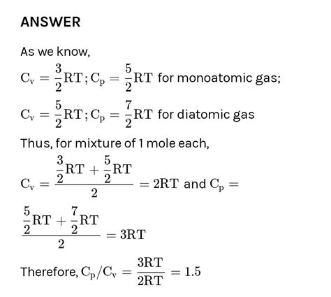 If One Mole Of A Monoatomic Gas Y 5 3 Is Mixed With One Mole Of A