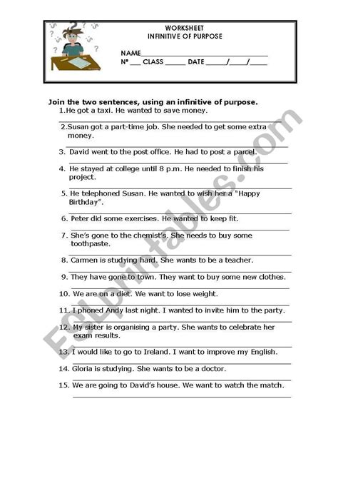 Grammar Worksheet Infinitive Of Purpose Esl Worksheet By Macomabi