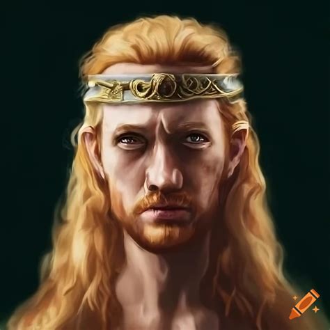 Portrait Of An Ancient Vandal King With Long Blonde Ginger Hair In Celtic Clothes On Craiyon