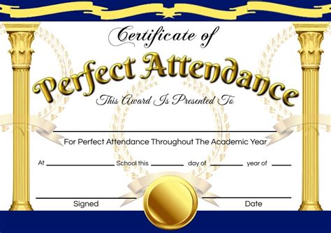 Perfect Attendance Template Postermywall