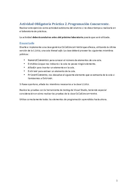 Pdf Actividad Obligatoria Práctica 2 Programación Concurrente