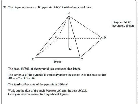 The Diagram Shows Solid Pyramid Abcde With Horizontal Base Diagram Not