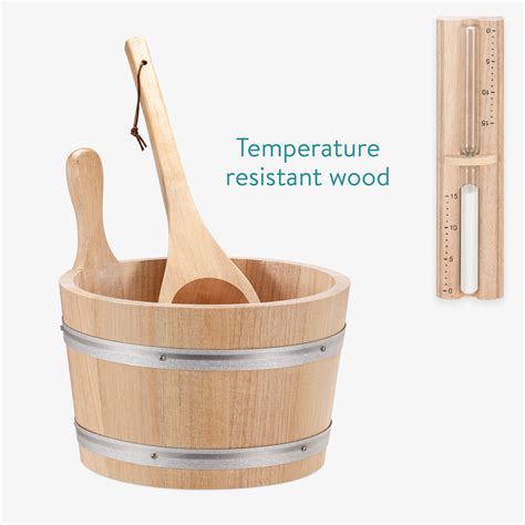 Accessoire De Sauna Kit Seau Louche En Bois Sablier Hammam Spa