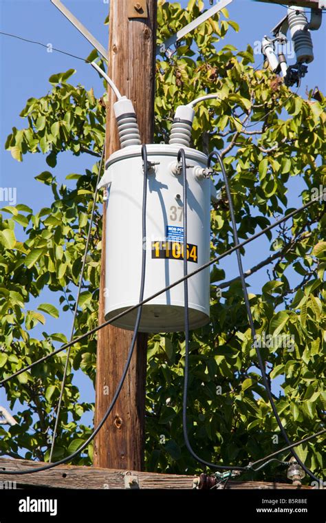 Electrical Transformer On Power Pole Stock Photo Royalty Free Image