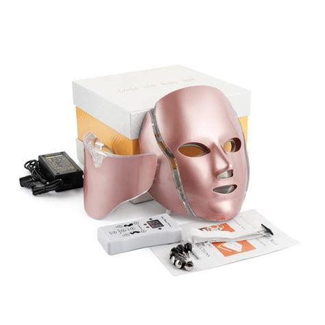 Máscara Led 7 Cores Estética Facial Pescoço 7 Eletrodos Rosa Fábrica