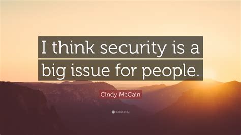 Cindy Mccain Quote I Think Security Is A Big Issue For People”