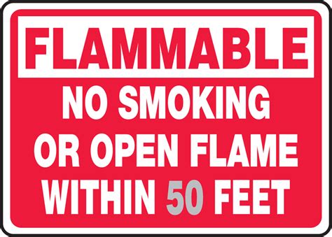 No Smoking Or Open Flame Within Feet Flammable Safety Sign MSMK918