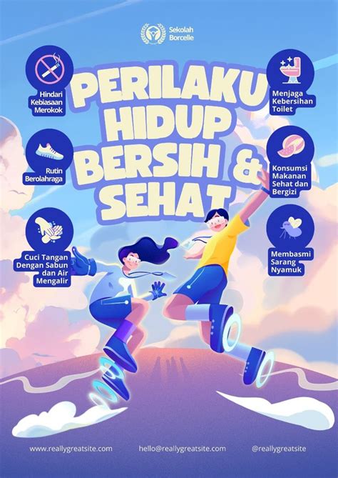 Poster Perilaku Hidup Bersih Dan Sehat Ilustratif Template Canva In