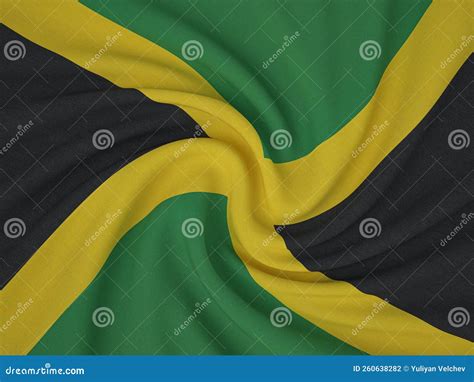 Twisted Fabric Jamaica Flag Stock Illustration Illustration Of Ripple