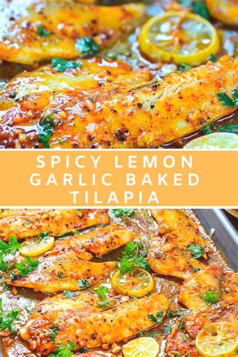 Spicy Lemon Garlic Baked Tilapia