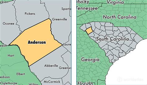 Anderson South Carolina Map | World Map Gray