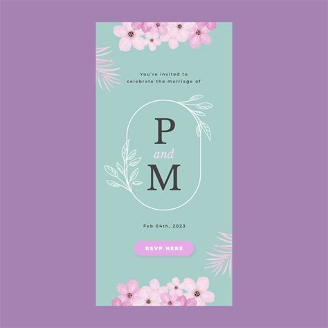 Free Vector Watercolor Wedding Vertical Banner Template