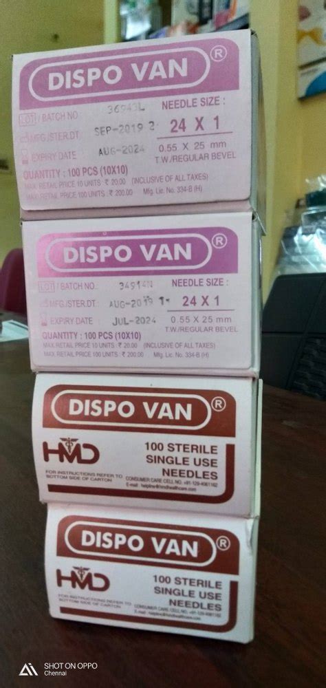 Stainless Steel Dispo Van Sterile Single Use Needle For Hospital Size