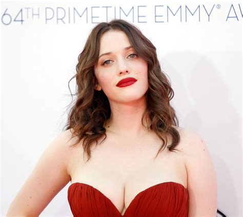 Kat Dennings Busty Wearing A Strapless Red Dress At 64th Primetime Emmy