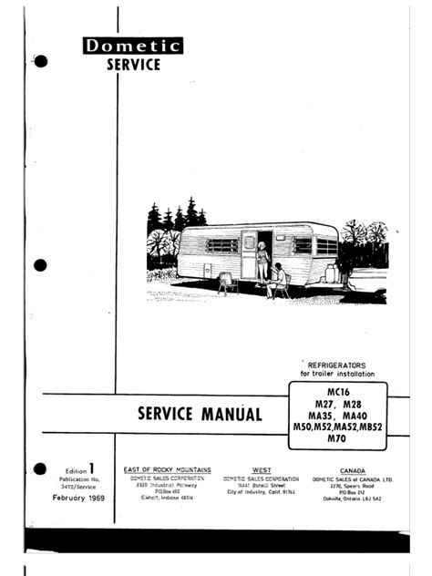 Dometic Service Manual Mc16 M27 M28 Ma35 Ma40 M50 M52 Ma52 Mb52 M70 Refrigerator Ammonia