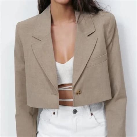 Zara Jackets And Coats Zara Blogger Fave Topstitched Crop Blazer