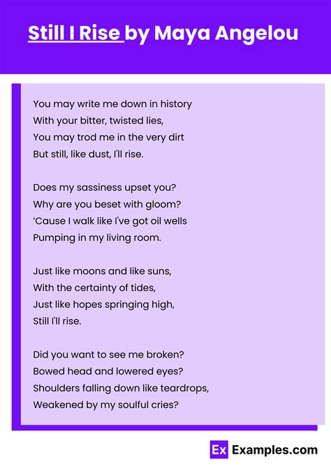 Still I Rise Poem By Maya Angelou To Download