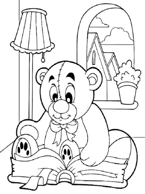 Coloriage Nounours Qui Aime La Lecture Dessin Gratuit à Imprimer