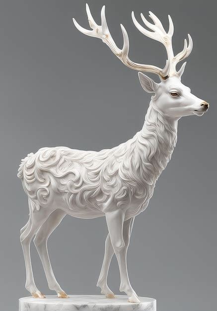 Premium Ai Image Albino White Deer Statue