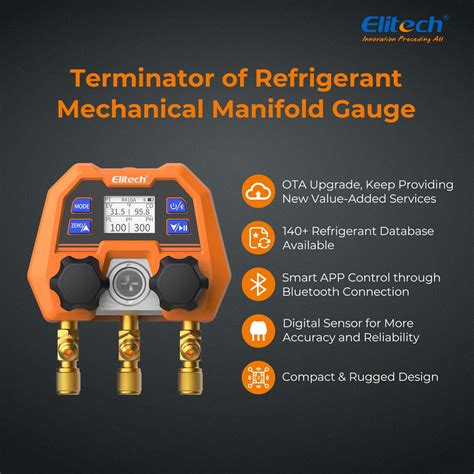 Elitech Digital Manifold Gauge App Control Ac Gauges Dmg 4b Elitech