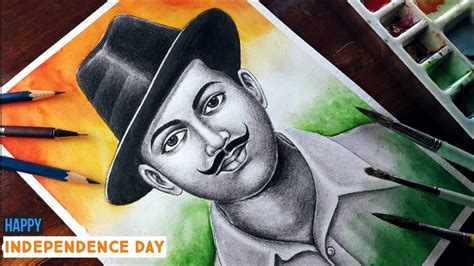 Bhagat Singh Drawing Independence Day Drawing With Watercolor Step