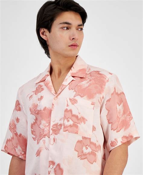 I N C International Concepts Mens Linen Floral Shirt Created For