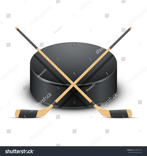 Ice Hockey Puck Sticks Sport Symbol Stock Vector Royalty Free