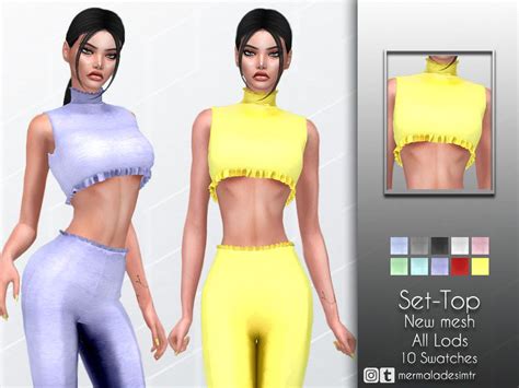 Ruffled Suit Top Sims 4 Clothing Tops Female