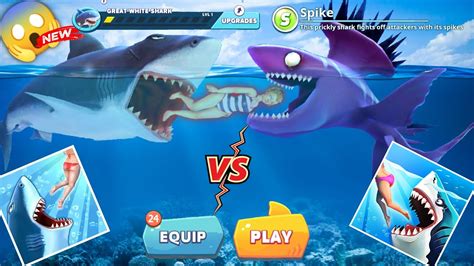 Spike Vs Great White Shark Hungry Shark World Vs Evolution 005 Hungry Shark Youtube