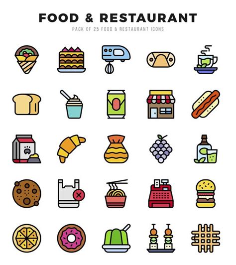 El Paquete De Iconos De Alimentos Y Restaurantes Es Un Conjunto De