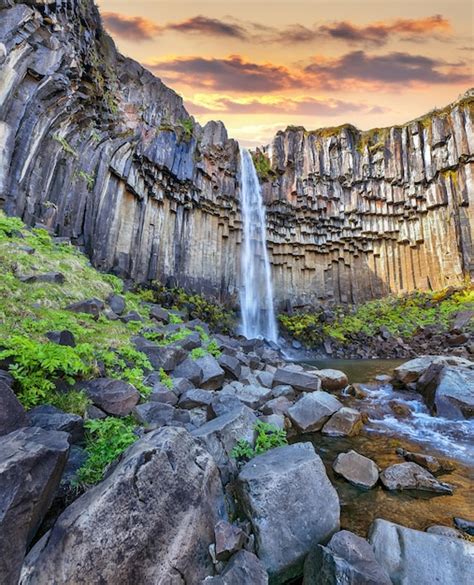 Premium Photo Breathtaking View Of Svartifoss Waterfall With Basalt