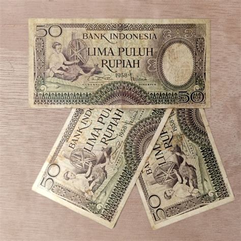 Jual Asli Bekas 50 Rupiah Pekerja Tahun 1958 Rp Uang Kertas Kuno Duit