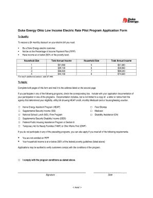 Fillable Online Duke Energy Ohio Low Income Electric Rate Pilot Program