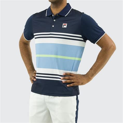 Fila Legend Striped Polo Shirt Navymidwest Sports