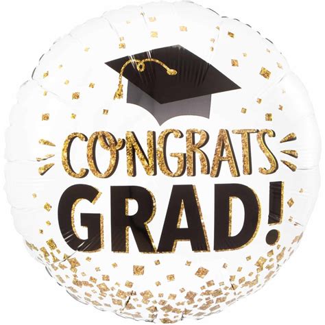 Congrats GRAD Glitter Foil Balloon Gold 45cm BIG W