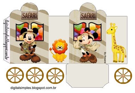 Kit Personalizados Tema Safari Do Mickey E Da Minnie Para Imprimir