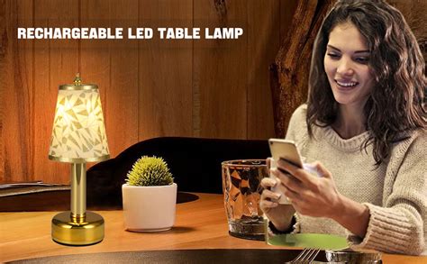 Acmhnc Rechargeable Cordless Table Lamp Battery Operated Gold Table