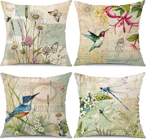 Amazon Wyooxoo Throw Pillow Covers 18x18 Set Of 4 Spring Summer